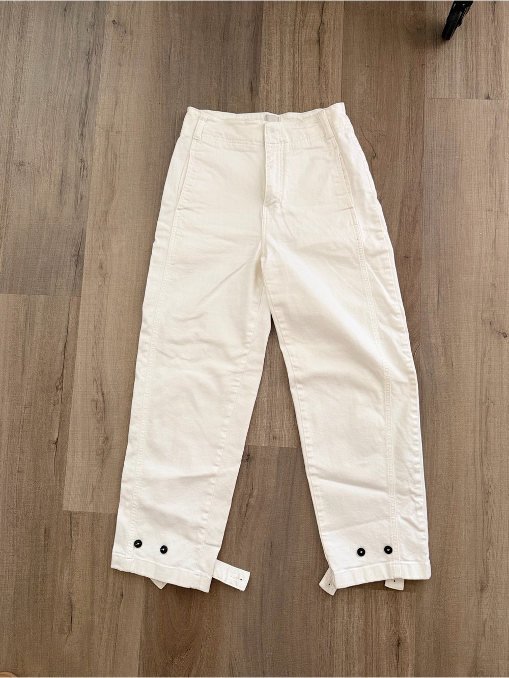 Maeve Off-White High-Rise Ankle Crop Utility Jeans